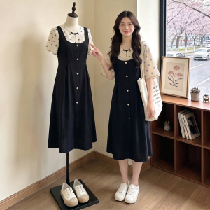 AIYITI | Retro French Charming Plus Size Waist Cinched Summer New Short Sleeve Dress