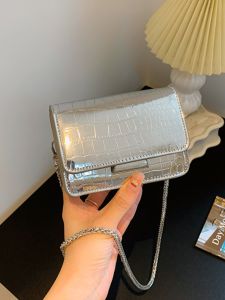 Túi Đeo Chéo Mini Dây Chuyền Bạc Mùa Hè Mới Nữ Nhỏ Thời Trang Sành Điệu Pu Da Túi Đeo Vai Thoải Mái Túi Vuông Màu Tinh Khiết
