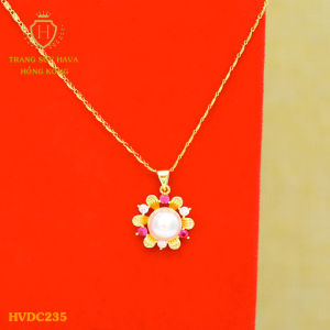 Dây Chuyền Nữ Vòng Cổ Mặt Ngọc Trai Titan Xi Mạ Vàng Non 18k 24k Cao Cấp (Không Bị Xỉn Đen) - Trang Sức Hava Hong Kong