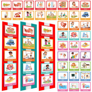 60 Pcs Visual Schedule Visual Wall Planner Daily Routine Chart for Kids Daily Visual Schedule Card Chore Chart Learning Material