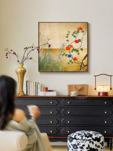 New Chinese Style Abstract Floral Wall Art Decorative Painting for Living Room Restaurant Cabinet Metal Framed Modern Decoration