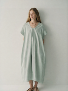 INSIS FEMME | Silk Cotton Summer New Release Artsy U-Neck Loose Fit Cocoon Dress