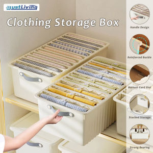 JustLiving ที่จัดระเบียบในตู้เสื้อผ้าปรับได้ลิ้นชักจัดระเบียบซ้อนได้ตู้พร้อมฝาตู้เสื้อผ้าพลาสติกสำหรับกล่องใส่เสื้อผ้ากันน้ำ