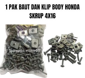 1 PAK BAUT DAN KLIP BODY VARIO/BEAT/SPACY 4X16 / BAUT KLIP ALL HONDA MATIC