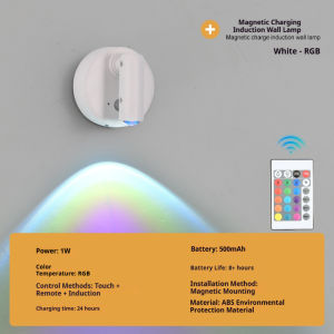 LED Light Magnetic Rechargeable Wall lamp Spotlight Atmosphere Light No Punch Reading Light Touch Switch Dimmable Bedside Lamp
