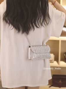 Silver Diamond Embedded Small Crossbody Bag for Women Fashionable Luxury High-End Elegant Autumn Winter Handbag