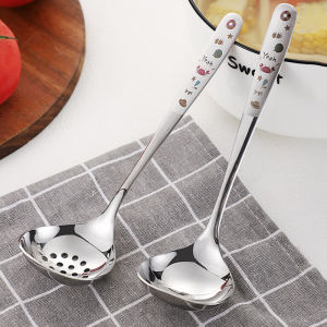 304 Stainless Steel Soup Ladle Colander Creative Cartoon Pattern For Home Large Spoon Soup Food Grade Long-Handled Spoon