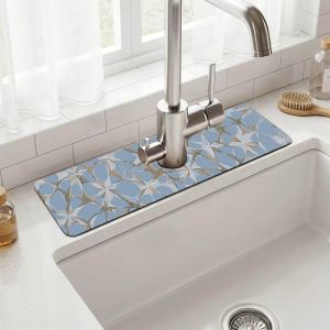 VIKAMA Blue Star Block Faucet Pad Faucet Absorbent Pad Kitchen Quick Drying Non Slip Pad Home Decoration
