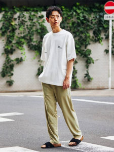 Loose Fit Mens T-Shirt Pure Cotton Short Sleeve Summer Casual Wear 300g Heavyweight Japanese Style with Large Pockets on Sides