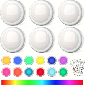 Battery Operated Puck Lights16 Color Changing LED Push Lights WirelessWarm/White Rechargeable Light for Under CabinetCloset
