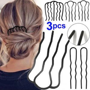3Pcs New Metal Black Hair Fork Clip Women Hair Pin Combs Messy Bun Hair Pin Clip Hair Side Combs Updo Hair Sticks Hair Styling Tool