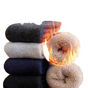 Thick Woolen Fleece Lined Winter Socks Mens Warm Cozy Mid-Calf Long Socks Extra Thick Winter Style for Cold Weather