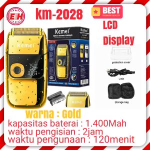 KEMEI KM 2028 Original Gold Shaver Alat Cukur Jenggot Kumis KM2028 LCD