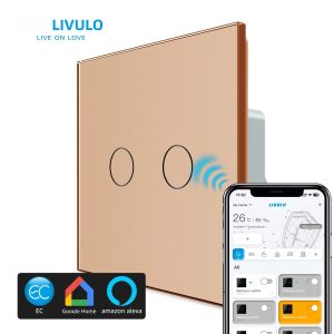 Công Tắc Đèn Thông Minh Tiêu Chuẩn EU LIVOLO Bảng Điều Khiển Cảm Ứng Điều Khiển Không Dây Qua Ứng Dụng Alexa Google Home Không Cần Dây Trung Tính Có Đèn Nền