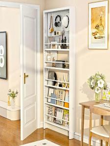 Ultra-thin Steel Door Bookshelf Narrow Shelf with Perforated Panel