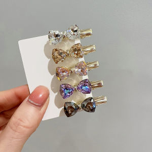 Crystal Butterfly Knot Hair Clips Side Bangs Hair Accessories Small Duckbill Clip Edge Hairpins Fresh out Fashion Jewelry