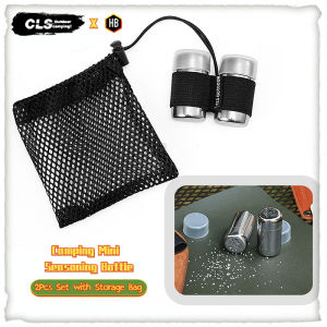 Camping Mini Seasoning Bottle 2Pcs Set with Storage Bag Portable Stainless Steel Personal Outdoor Picnic Barbecue Seasoning Jar