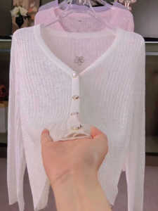 Lightweight Ice Silk Knitted Open Cardigan Womens Summer New Loose Heavy Rhinestone Air Conditioner Sun Protection Top