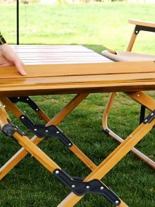 MEJA LIPAT PORTABLE OUTDOOR CAMPING ALUMINIUM FOLDING TABLE MOTIF KAYU