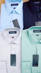 Pojok Busana Alisan Kemeja Lengan Panjang Pria Reguler Fit - Kemeja Cowo Formal Kerja Polos - Kemeja Bahan Cowok Hitam Putih Biru Abu