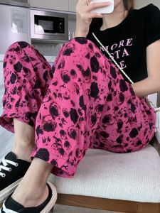 High Waist Wide Leg Harlan Ultra Thin Womens Casual Pants Vintage Rose Print Nine Point Lantern Pants Original Style Summer 2023