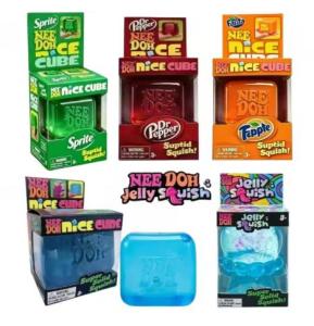 Schylling Nee Doh Nice Cube & Nice-Sicle Squishy Toy Sensory Stress Relief Squeeze Cube Anti-Anxiety Fidget Toy for Focus ADHD