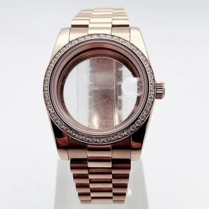 RICHUS 36/39mm Rose Gold Watch Case With Strap Fit NH34 NH35 NH36 ETA2824 PT5000 Miyota8215-DG Movement Watch Accessories