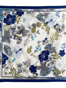 Spring Summer Large Square Floral Print Silk Scarf Womens Autumn Spring Shoulder Shawl Veil Headscarf Diagonal Silk Scarf