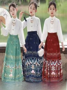 Girls Traditional Chinese Hanfu Skirt Set Thin Autumn Childrens Clothing Ming Dynasty Style Little Girls Costume Ethnic Wear