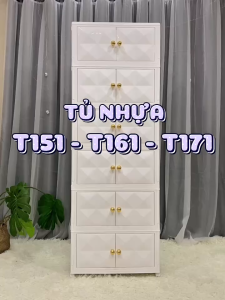 Tủ Nhựa Nhiều Tầng Cửa Trắng Dung Tích Lớn Có Thể Tháo Rời Linh Hoạt