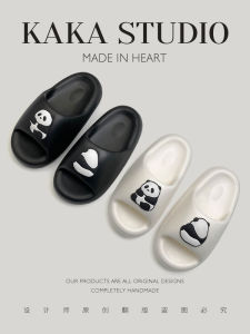 Dép Đi Trong Nhà EVA Màu Đen Và Trắng Hình Gấu Trúc Cho Cặp Đôi Đi Trong Nhà Phòng Tắm Mùa Hè Đế Mềm Chống Trượt