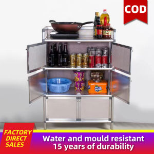Kitchen Racks Organizer Food Alluminum Alloy Cabinet Storage Shelves With Door Space Saver