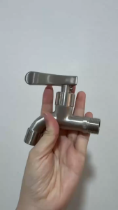 Stainless Steel Bib Tap Wall Mount Outdoor Garden Water Tap Hose Bib Faucet Heavy Duty Water Tap Bathroom Utility Tap Long Handle Faucet