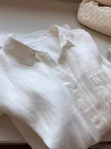 Anti-Wrinkle Silk Linen Womens Shirt Loose Fit White Cotton Linen Top Comfortable Korean Style Commute Casual Long Sleeve