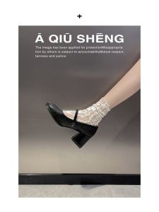 รองเท้า Mary Jane ส้นสูงทรงกลมสไตล์ชาติพันธุ์สำหรับผู้หญิงในช่วงฤดูร้อนปี 2025 รองเท้าแฟชั่นส้นเดี่ยวแบบสวมสบาย