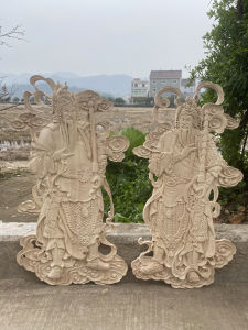 New 2025 Dongyang Wood Carving Door God Wooden Hanging Ornament Real Wood Carved Decorative Painting for Entrance Door