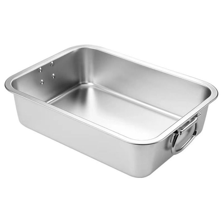 Stainless Steel Litter Box Handle Square Basin Meal Basin Dish Basin