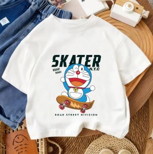 Bandai | 2026 Summer Children T Shirt Doraemon Cute Design Fashion Crew Neck Casual Streetwear For Kids 3-14Y