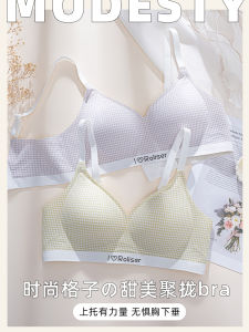 Breathable Wireless Sports Sleep Bra Vest Comfortable Seamless Gathered Auxiliary Breast Collection Summer Thin Model without Steel Ring