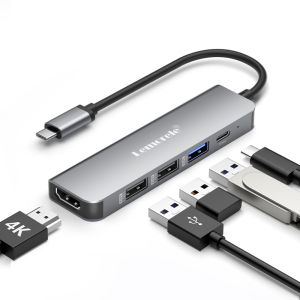 Lemorele | Lemorele TC101 5-in-1 USB C Hub 4K HDMI Docking Station 100W PD USB 3.0 5Gbps for MacBook/Dell/HP/Lenovo Aluminum Dock