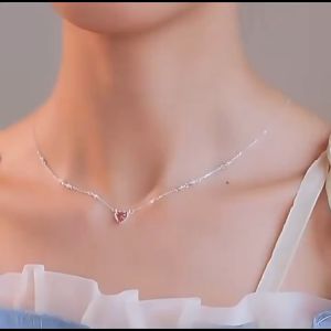 【Pharaoh🎀COD】Vintage Pearl Love-heart Kalung Sweet Style Love-heart Clavicular Chain