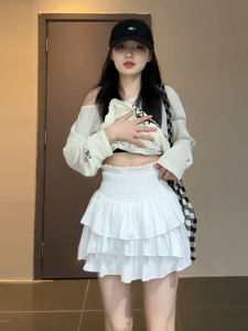 Váy Ngắn Chữ a Cạp Cao Màu Trắng Cho Nữ Mùa Hè Cỡ Lớn Váy Ngắn Phong Cách Hàn Quốc Váy Ngắn Chữ a Thiết Kế Váy Ngắn