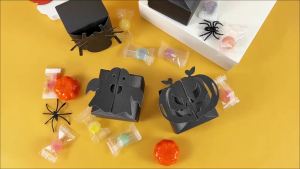 Bộ Hộp Kẹo Halloween - 6/12 Chiếc Túi Giấy Đựng Kẹo Hình Nhện Đen Bí Ngô Ma Quái Bao Bì Giấy Dùng Cho Tiệc Trò Chơi Đùa Giỡn Hoặc Tặng Kẹo Trang Trí Tiệc