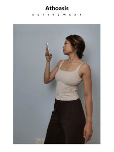 Athoasis Yoga Sports Vest Detachable Chest Pad Fitness Pilates Top Womens Moisture Wicking Breathable Nylon Tank Top