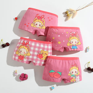 Bộ Đồ Lót Trẻ Em 4 Mảnh Cotton Nhân Vật Dễ Thương Bé Gái Quần Sịp Boxer 2 Lớp Đáy Quần Lót Tuổi 4-6 Tuổi Xanh Hồng Trắng Xám Đỏ Vàng