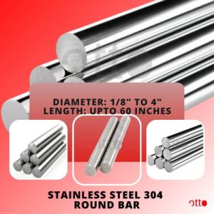 Stainless Steel 304 Round Bar - Diameter: 5/16in 3/8in 1/2in 5/8in (Length: 24 inches)