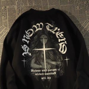 Fashion Hiphop Trendy Dark Long Sleeves T-Shirt Mens Early Autumn Loose Ins Street Style American Thin Coat Top