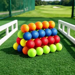 60Pcs/Pack PE Plastic Golf Practice Balls Realistic Feel Flight Training Balls for Indoor or Outdoor Backyard Random Color