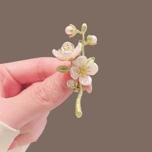 Jasmine flower Brooch PinsScarf Shawl Costume Safe Pins Clip for Wedding Party Prom Jewelry Gifts