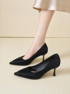 Josiny | French Style Black Pointed Toe Stiletto Pumps